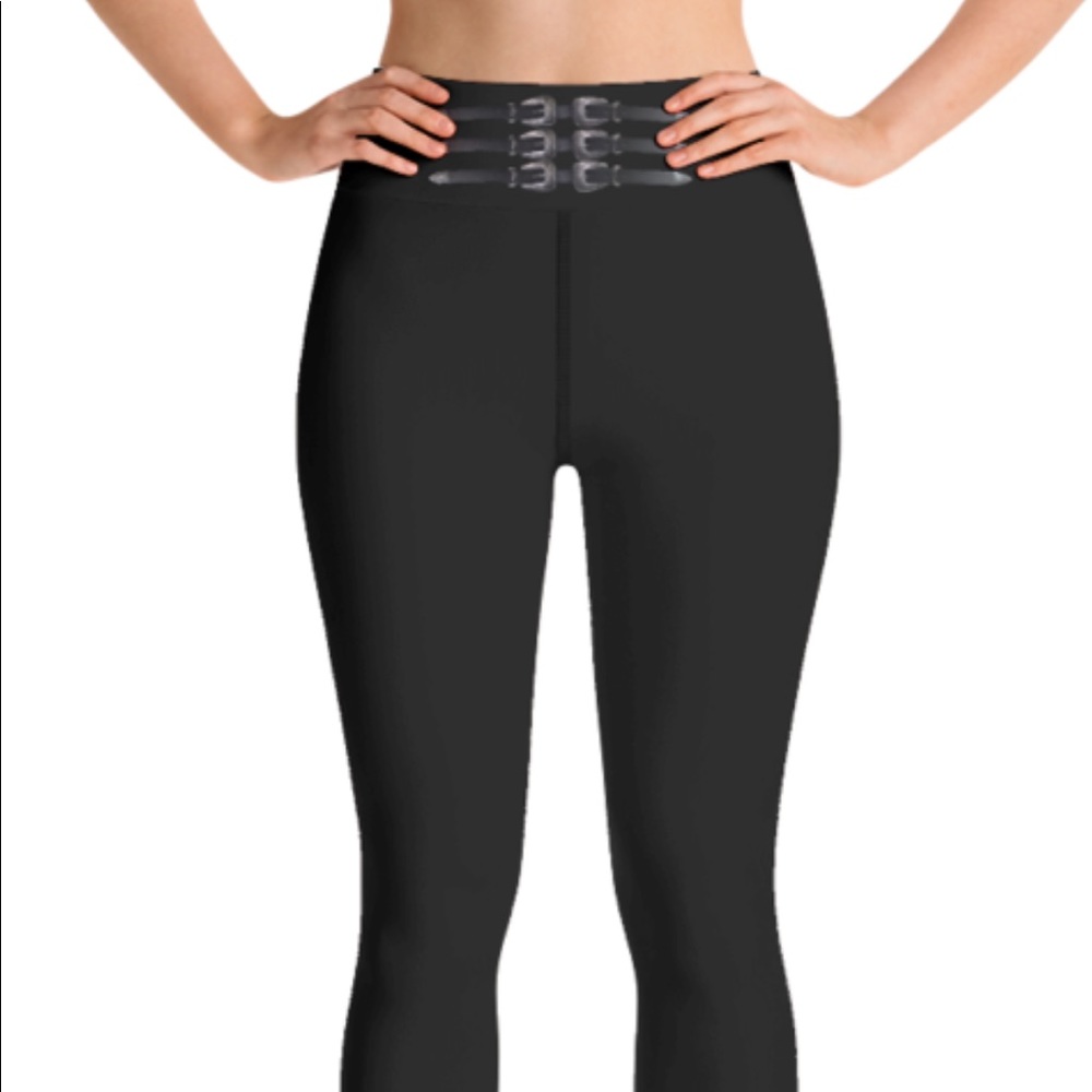 Ventcri Blair Black Buckle Hi Rise Yoga Leggings